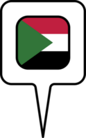 Sudan flag Map pointer icon, square design. png
