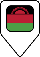 Malawi flag map pin navigation icon, square design. png