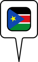 Sud Soudan drapeau carte aiguille icône, carré conception. png