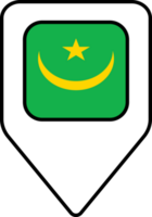 Mauritania flag map pin navigation icon, square design. png