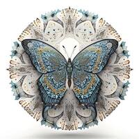 Colorful butterfly mandala art. Created with technology. photo