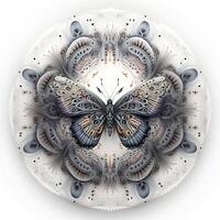 Colorful butterfly mandala art. Created with technology. photo