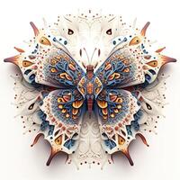 Colorful butterfly mandala art. Created with technology. photo