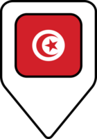 Tunisia flag map pin navigation icon, square design. png