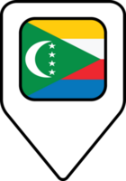 Comoros flag map pin navigation icon, square design. png