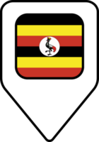 Uganda flag map pin navigation icon, square design. png