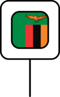 Zambia flag square pin icon. png