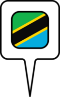 Tanzania bandera mapa puntero icono, cuadrado diseño. png