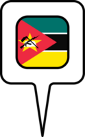 Mozambique Flagge Karte Zeiger Symbol, Platz Design. png