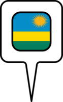 Rwanda flag Map pointer icon, square design. png