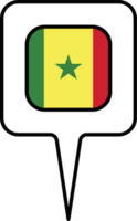 Senegal bandiera carta geografica pointer icona, piazza design. png