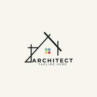 Architect house logo, architectural and construction design vector