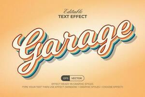 Garage text effect vintage colorful style. Editable text effect. vector