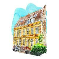 Lille france watercolor hand drawn illustration isolated on white background vector