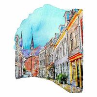 Utrecht netherlands watercolor hand drawn illustration isolated on white background vector