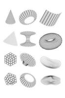Geometric wireframe shapes on a transparent background.Abstract patterns. Y2k. vector