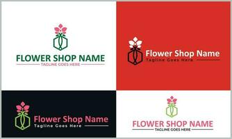 Flower Shop Business Logo Design Template vector