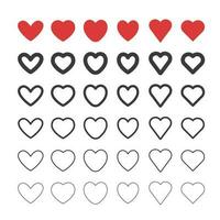 Heart shape linear icons. Love symbols. vector