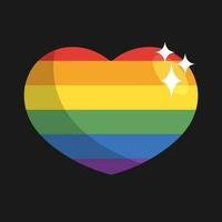 lgbt orgullo corazón. arco iris bandera amor símbolo. diversidad y libertad. plano estilo vector icono con oscuridad y chispas.