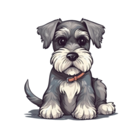 schnauzer tekenfilm hond clipart, ai gegenereerd png