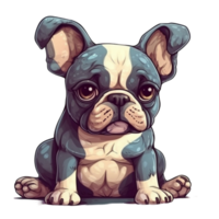 franska bulldogg tecknad serie ClipArt, ai genererad png