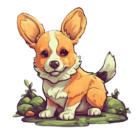 gallese corgi cartone animato clipart , ai generato png