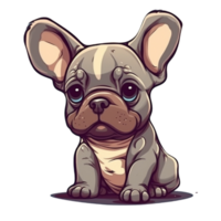 français bouledogue dessin animé clipart, ai généré png