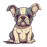 franska bulldogg tecknad serie ClipArt, ai genererad png
