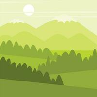 Green Hills And The Valley, Isolated Background. vector