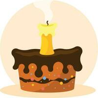 A Cake With A Candle, Isolated Background. vector