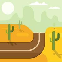 Desert Road Vector Image, Isolated Background.