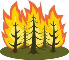 Forest Fire Vector Graphics, Isolated Background.