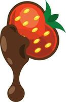 Strawberry With Chocolate, Isolated Background. vector