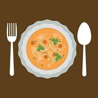 Bowl Of Soup, Isolated Background. vector