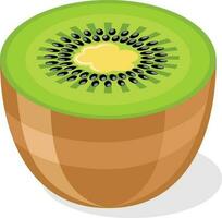 Slice Of Kiwi, Isolated Background. vector