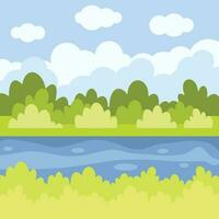 River Bank Landscape, Isolated Background. vector
