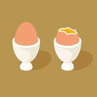 Soft Boiled Eggs, Isolated Background. vector