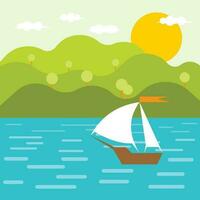 Summer Landscape Vector Background, Isolated Background.