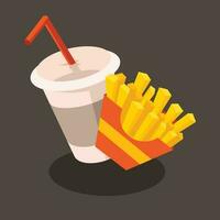 Fast Food Soda And Fries, Isolated Background. vector