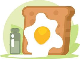 Fried Egg And Slice Of Bread, Isolated Background. vector