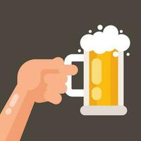 Beer In Pint Glass, Isolated Background. vector