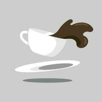 Spilling Coffee, Isolated Background. vector