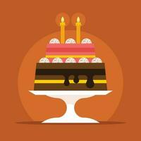 Birthday Cake With Candles, Isolated Background. vector