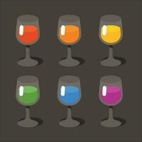 Glasses With Colored Liquid, Isolated Background. vector