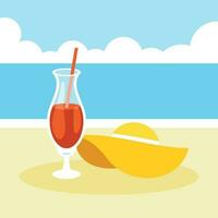 Cocktail On The Beach, Isolated Background. vector