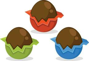 Chocolate Eggs Vector Clip Art, Isolated Background.
