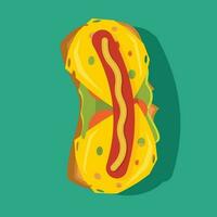 Sandwich With Sausage, Isolated Background. vector