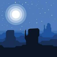 Desert In The Night, Isolated Background. vector