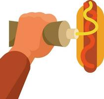 Mustard Hot Dog Fast Food, Isolated Background. vector