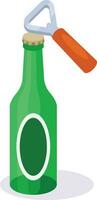 Opening A Bottle Of Beer, Isolated Background. vector